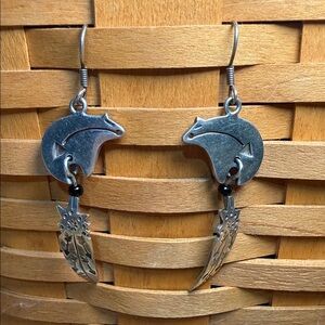 Southwest Sterling Silver Bear Dangle Earrings